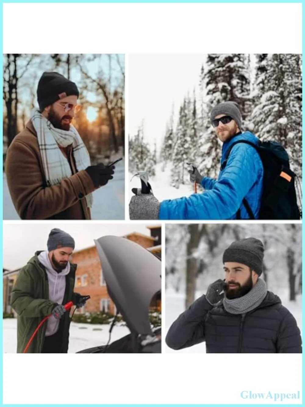 Winter Beanie Hat & Touchscreen Gloves Set Fleece Lined Unisex